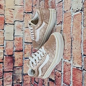 VANS LOWTOPS,  KIDS SIZE 13 GUC GLITTER/WHITE